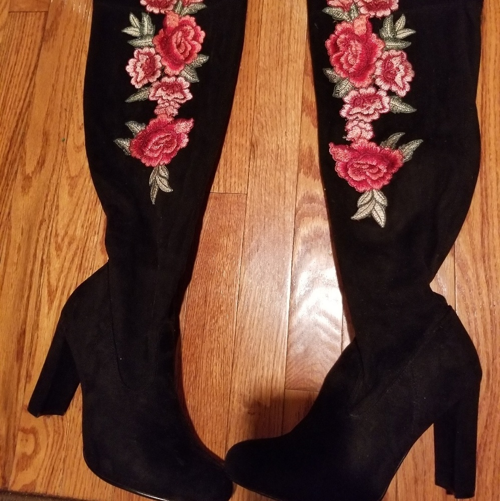 Suede Knee-High Boots